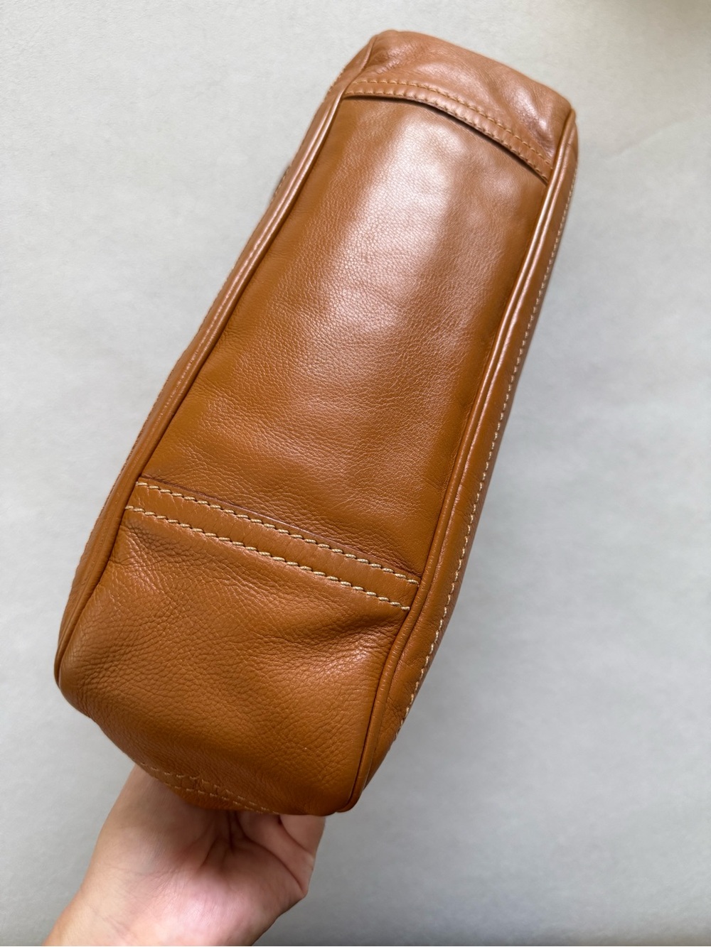 PRADA Vintage Tan Leather Shoulder Bag with Tag - Picture 4 of 13